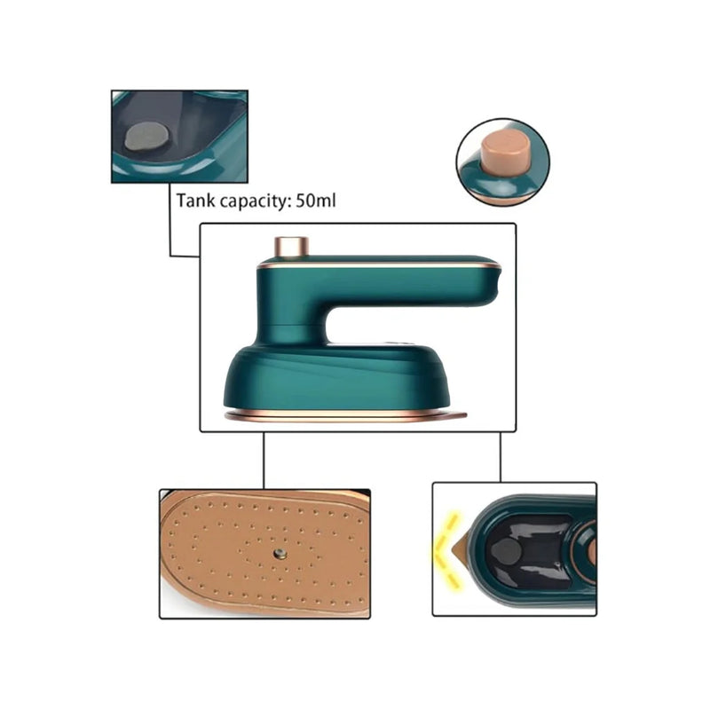 Mini Ferro de Passar a Vapor Portátil Bivolt – Ideal para Viagem e Casa