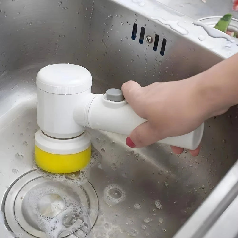 Escova de Limpeza Elétrica 5 em 1 – Sem Fio, Multiuso para Cozinha e Banheiro