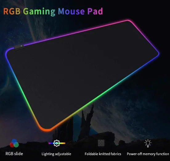 Mouse Pad Gamer Grande RGB 7 Cores – Speed Edge, LED, 300x800mm, Antiderrapante e Resistente à Água