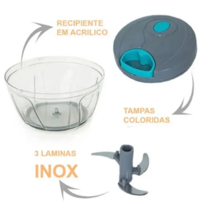 Processador de Alimentos Manual Premium – 3 Lâminas Inox Ultra Afiadas
