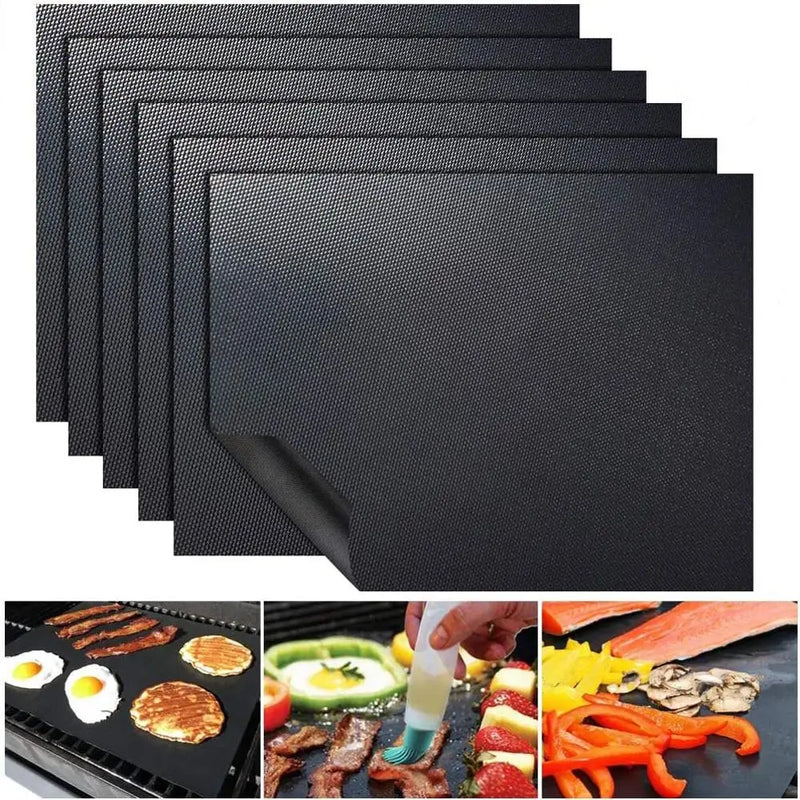 Tapete para churrasqueira 40 x 33 cm – Tapete antiaderente resistente ao calor e reutilizável para cozinhar ao ar livre e acessórios para churrasco