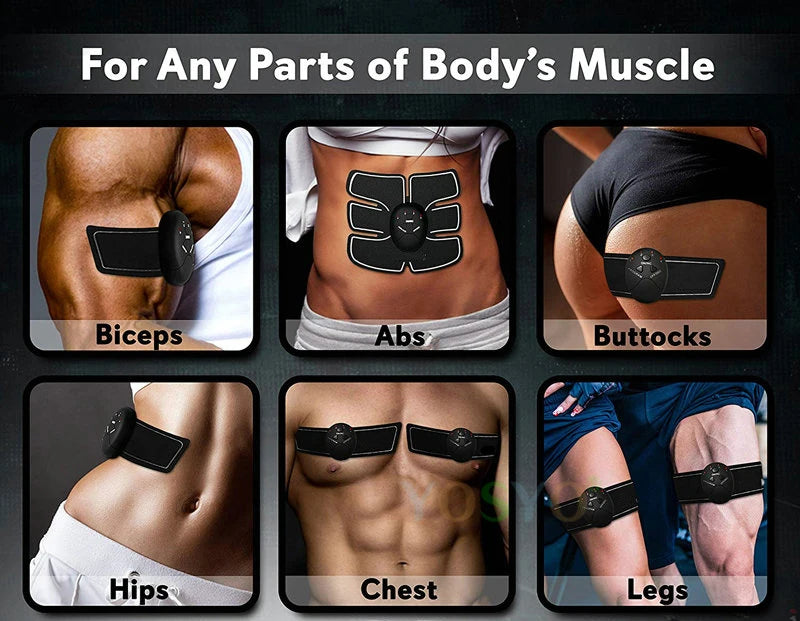 Estimulador Muscular EMS Sem Fio – Treinador de Glúteos e Abdômen para Tonificação e Massagem Corporal Fitness