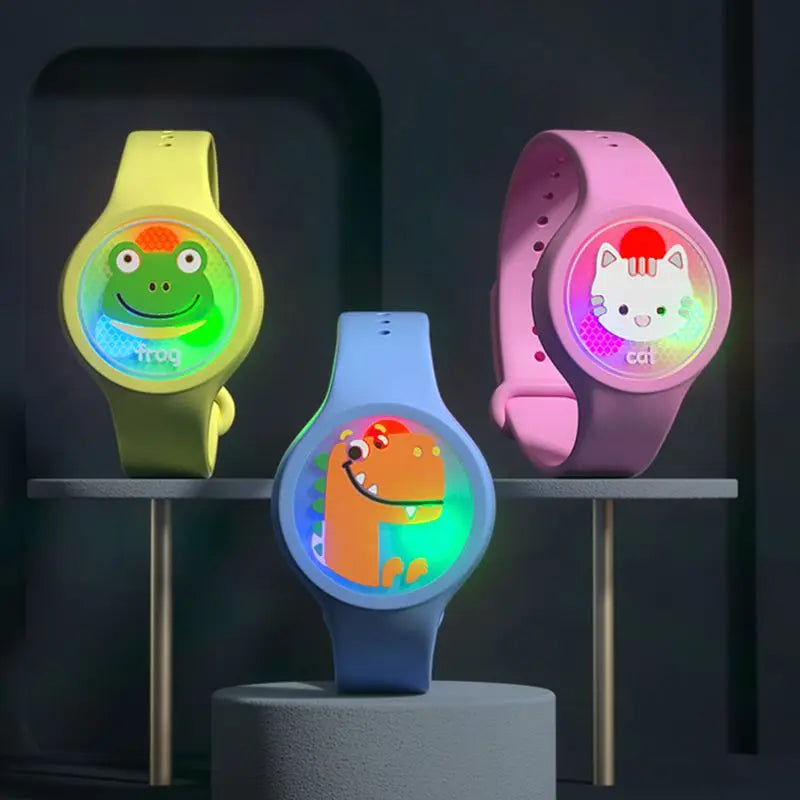 Pulseira Repelente de Mosquito Infantil – Silicone à Prova d’Água com Animais, Proteção Anti-Insetos para Crianças