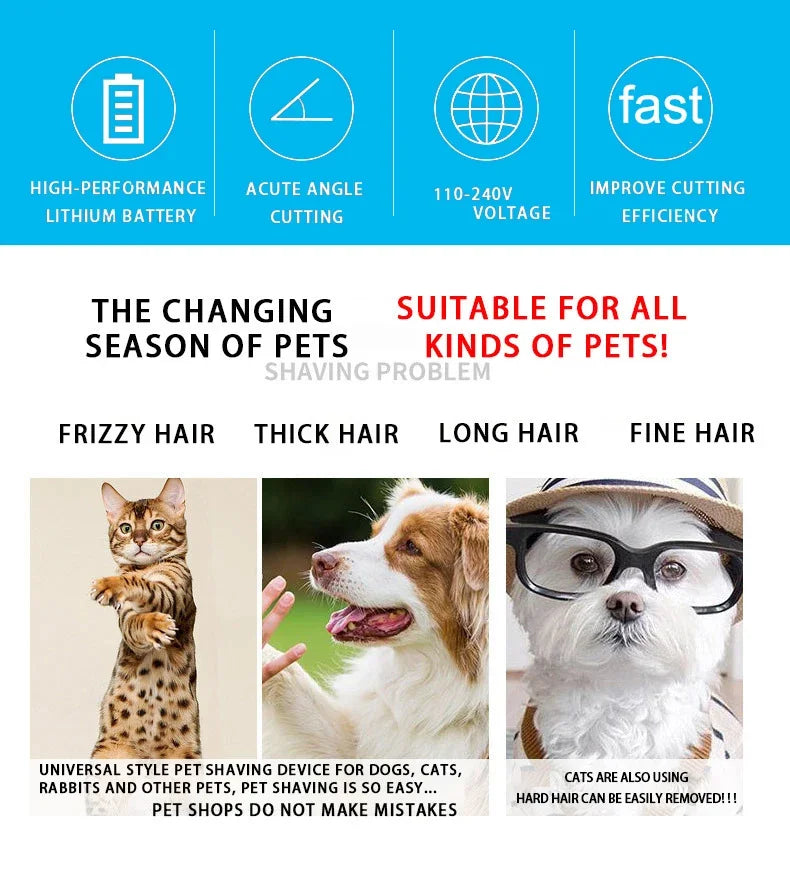 Máquina de Tosa Profissional para Cães – Aparador Elétrico Recarregável USB, Silenciosa e Precisa