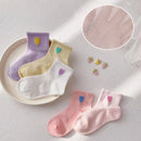 5 Pares de Meias Infantis – Macias, Respirável e Antirrugas, Com Estampa de Coração para Crianças