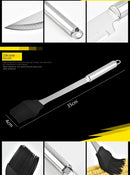 Conjunto de utensílios para churrasco em aço inoxidável – Conjunto portátil para churrasco ao ar livre com bolsa de armazenamento para grelhar e assar