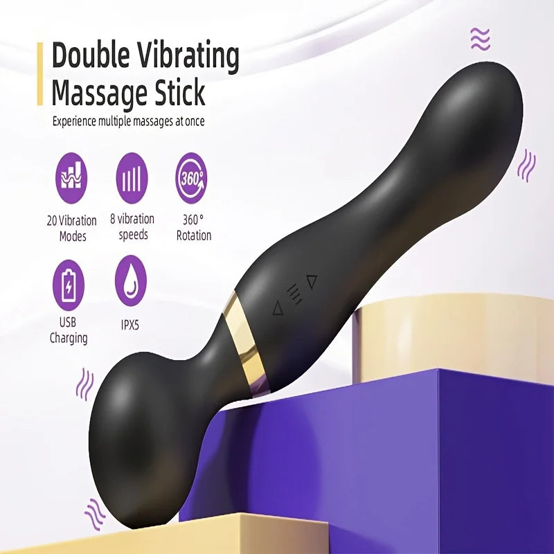 Mini Massageador Portátil – 20 Modos e 8 Vibrações para Alívio de Tensão Muscular nas Costas, Pescoço, Ombros, Pernas e Pés – Massagem Profunda