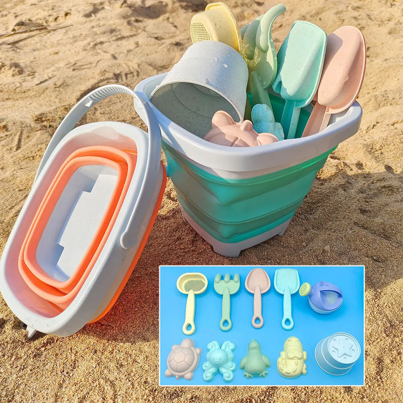Kit de Brinquedos de Praia 1/5/11 Peças – Balde Dobrável e Acessórios para Crianças, Diversão ao Ar Livre