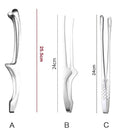 Pinça para alimentos e churrasco em aço inoxidável 304 – Cabo longo, utensílio de cozinha antiderrapante para bifes, cozinha e churrasco