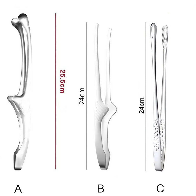 Pinça para alimentos e churrasco em aço inoxidável 304 – Cabo longo, utensílio de cozinha antiderrapante para bifes, cozinha e churrasco