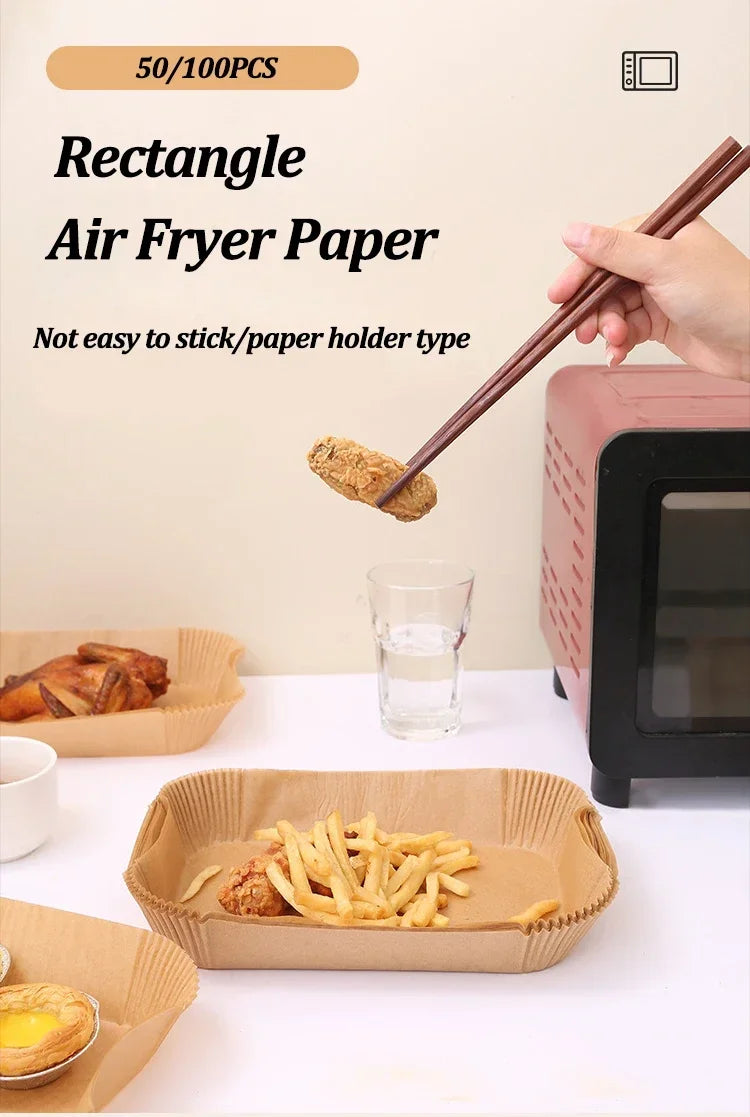 Papel descartável para fritadeira e forno – Revestimento antiaderente e à prova de óleo para cozinha, fritadeira, micro-ondas e churrasqueira
