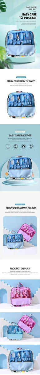 Kit de Cuidados para Bebês 12 Peças – Tesoura, Cortador de Unhas, Escova, Termômetro e Higiene Infantil