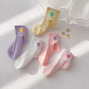 5 Pares de Meias Infantis – Macias, Respirável e Antirrugas, Com Estampa de Coração para Crianças