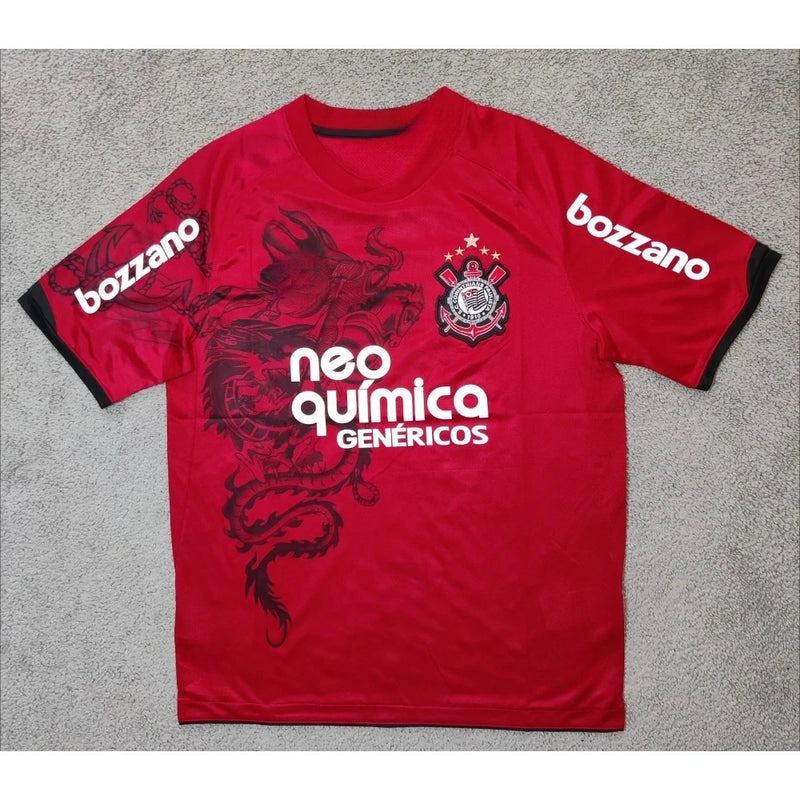 Camiseta Corinthians Retrô 2011/2012 – Away Vermelha, Manga Curta, Casual e Estampa 3D para Homens