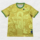Camisa de Treino de Futebol Brasil – Edição Especial Jesus, Preta e Cinza, Adulto e Infantil, Secagem Rápida
