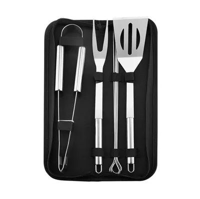 Conjunto de utensílios para churrasco em aço inoxidável – Conjunto portátil para churrasco ao ar livre com bolsa de armazenamento para grelhar e assar