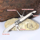 Faca multifuncional dobrável de aço inoxidável 1 unidade – Faca universal para acampamento, frutas e churrasco no estilo do exército suíço