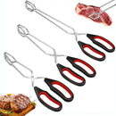 Pinça para churrasco com 3 tamanhos – Pinça antiderrapante de metal para alimentos e pão com cabo longo, acessórios de cozinha