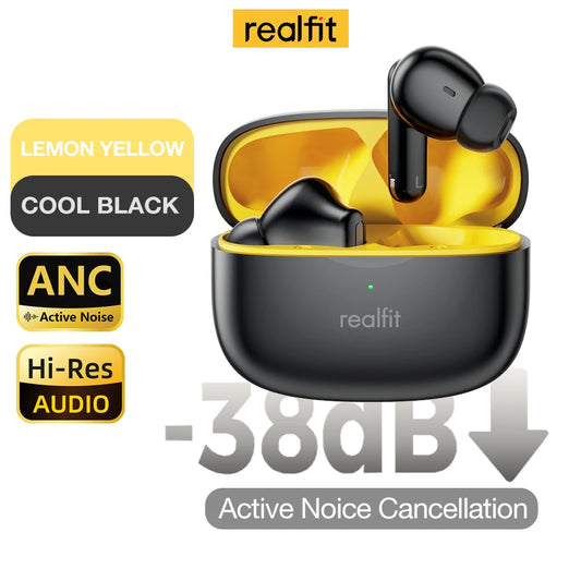 Realfit F3 Fone Sem Fio com Cancelamento de Ruído Ativo (ANC) – Bluetooth, Chamadas Nítidas (ENC), HiFi e Graves Reforçados | Para Esporte e Jogo