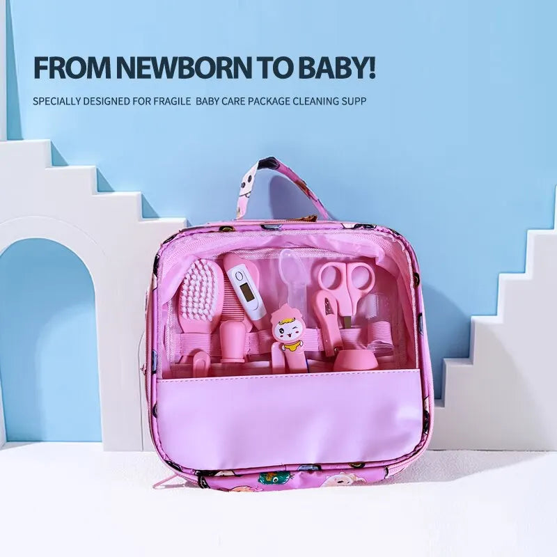 Kit de Cuidados para Bebês 12 Peças – Tesoura, Cortador de Unhas, Escova, Termômetro e Higiene Infantil