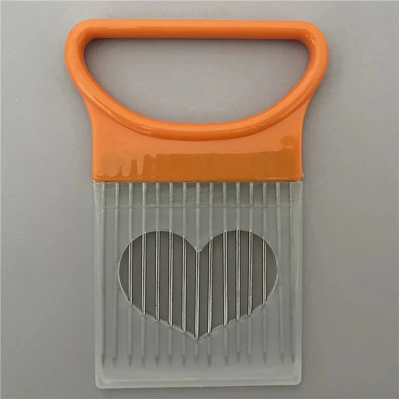 Suporte Cortador de Cebola em Aço Inox – Fatiador de Tomate e Legumes, Utensílio Prático para Cozinha