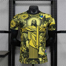 Camisa de Treino de Futebol Brasil – Edição Especial Jesus, Preta e Cinza, Adulto e Infantil, Secagem Rápida
