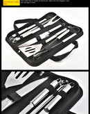 Conjunto de utensílios para churrasco em aço inoxidável – Conjunto portátil para churrasco ao ar livre com bolsa de armazenamento para grelhar e assar
