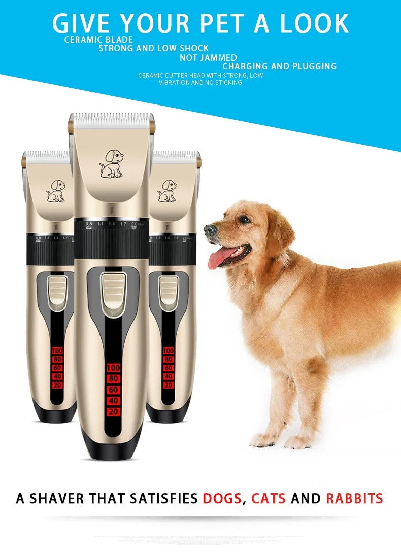 Máquina de Tosa Profissional para Cães – Aparador Elétrico Recarregável USB, Silenciosa e Precisa