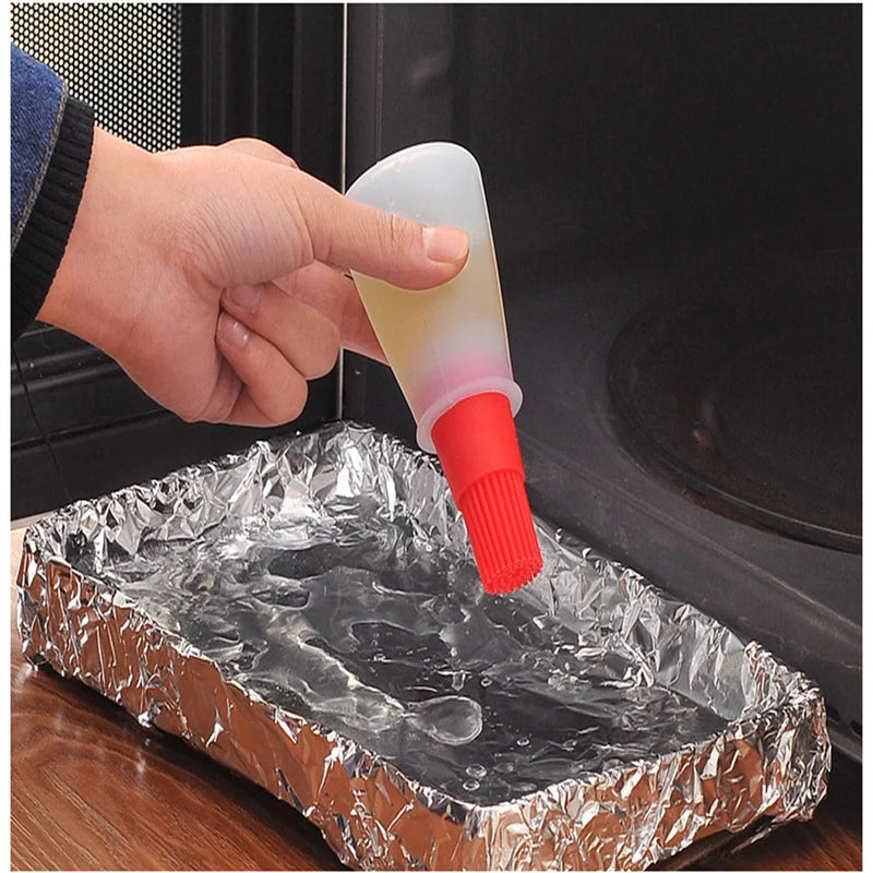 Frasco de óleo de silicone e pincel para churrasco – Utensílio resistente a altas temperaturas para cozinha e churrasco