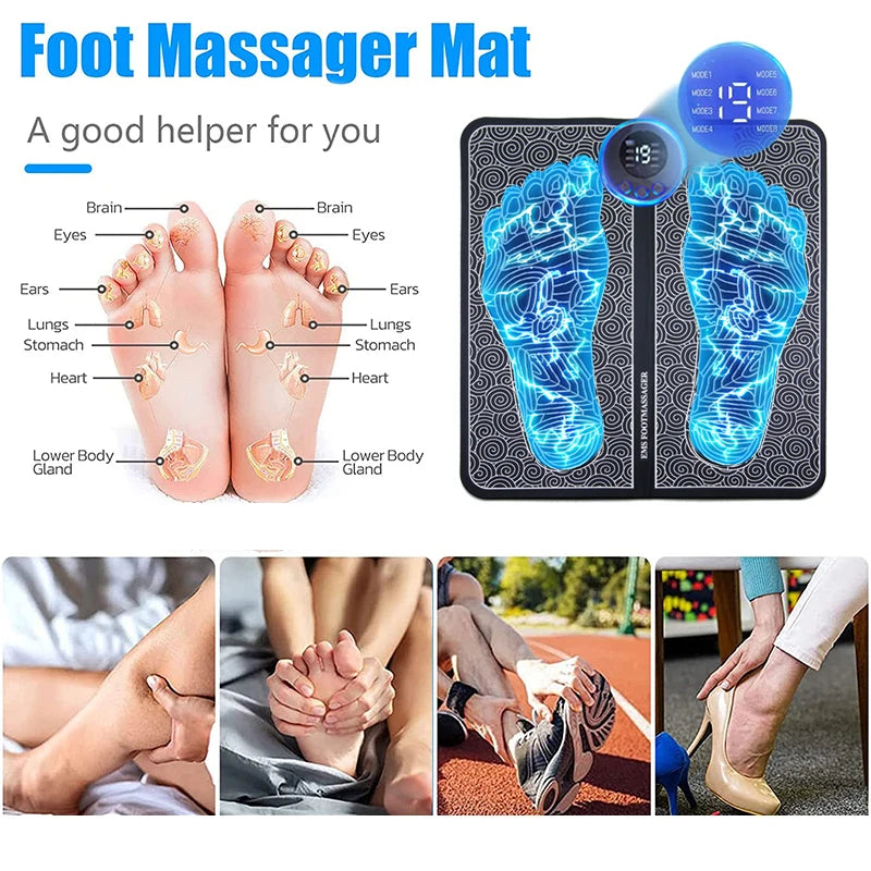 Massageador Elétrico de Pés – Almofada Estimuladora Muscular para Relaxamento e Fitness, Ideal para Casa, Esporte e Bem-Estar Familiar