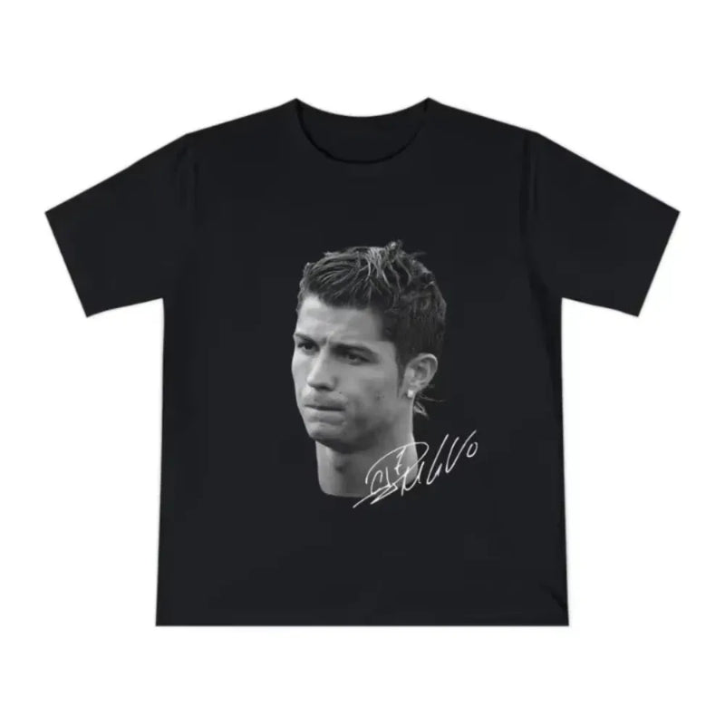 Camiseta Cristiano Ronaldo – Estampa Retrô e Assinatura, Estilo CR7 para Fãs de Futebol