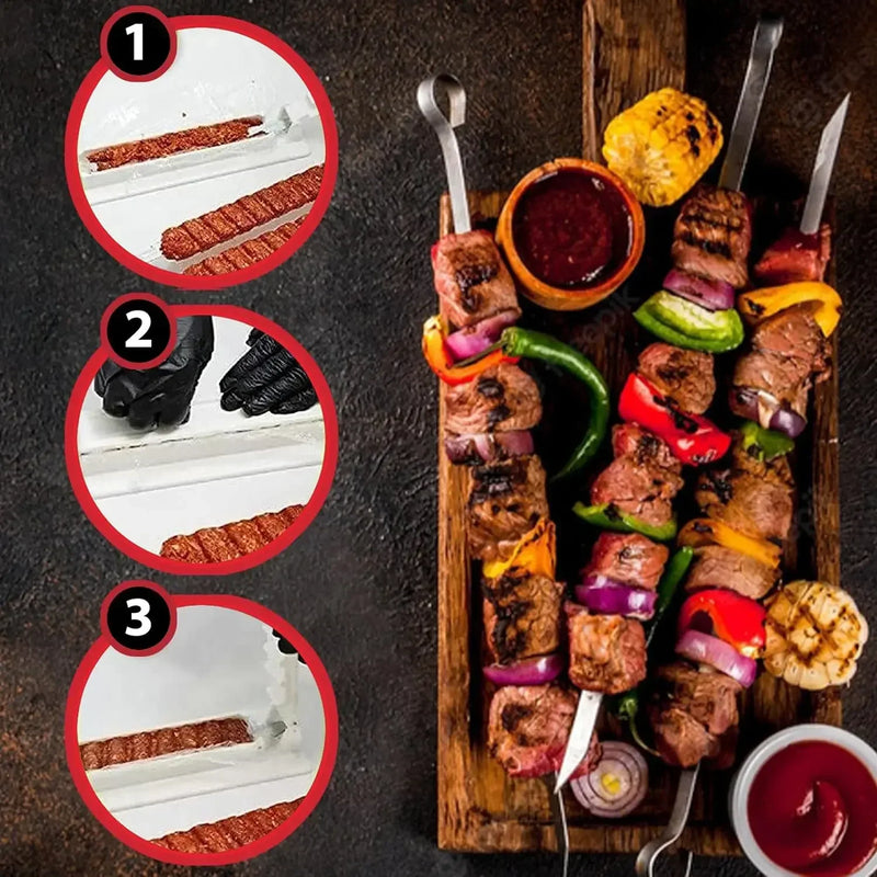 Fabricante de kebabs de plástico – Prensa manual para espetos e ferramenta para espetos de carne para churrasco
