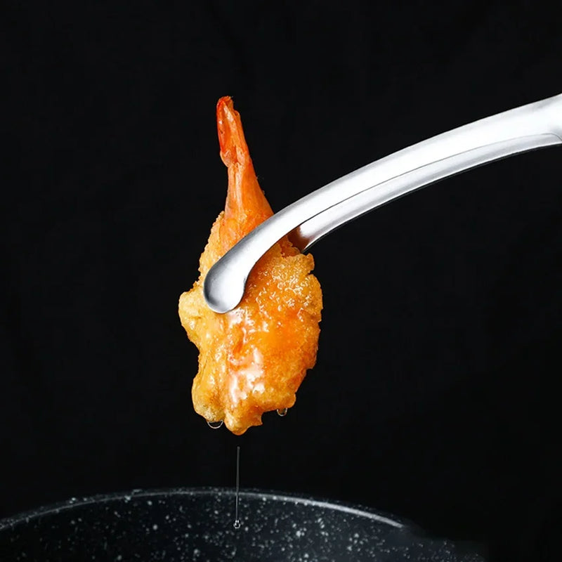 Pinça para alimentos e churrasco em aço inoxidável 304 – Cabo longo, utensílio de cozinha antiderrapante para bifes, cozinha e churrasco