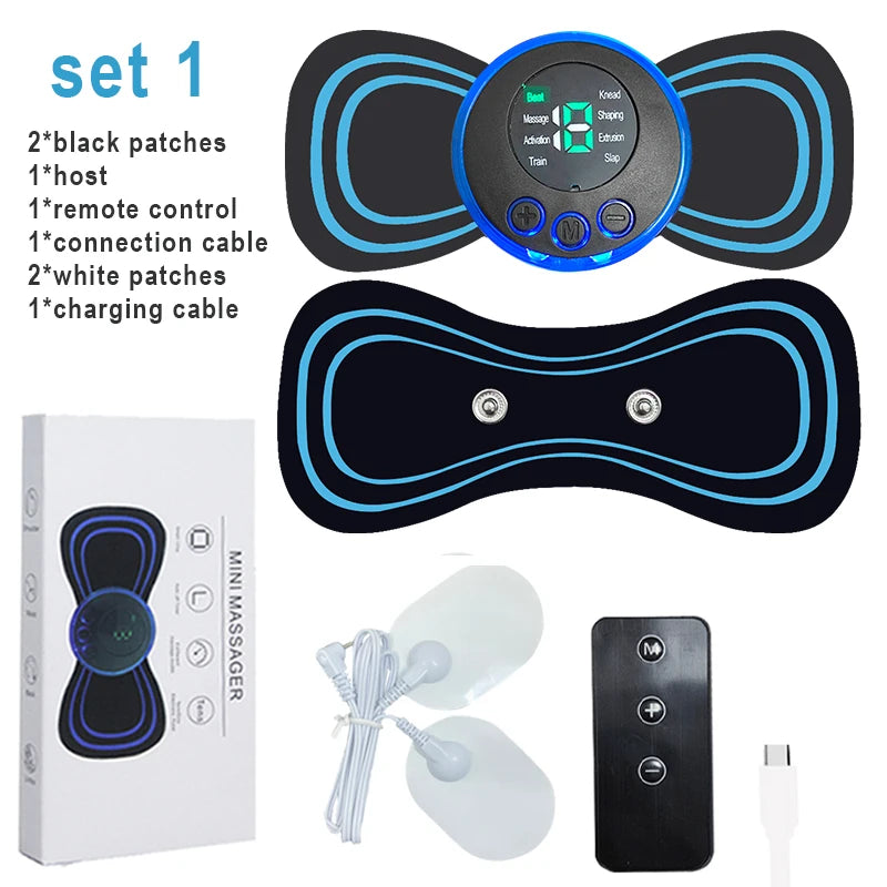 Massageador de Pescoço EMS Recarregável com 8 Modos e Controle Remoto – Alívio de Dores Musculares com Pulsos de Baixa Frequência