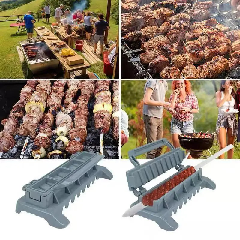 Fabricante de kebabs de plástico – Prensa manual para espetos e ferramenta para espetos de carne para churrasco
