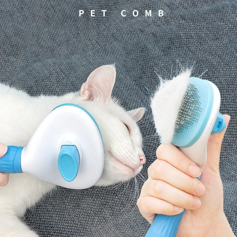 Escova de Pelos para Pets – Pente de Aço Inox para Cães e Gatos, Ideal para Pelos Longos e Cuidados Diários