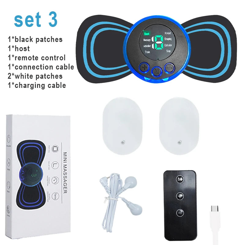 Massageador de Pescoço EMS Recarregável com 8 Modos e Controle Remoto – Alívio de Dores Musculares com Pulsos de Baixa Frequência