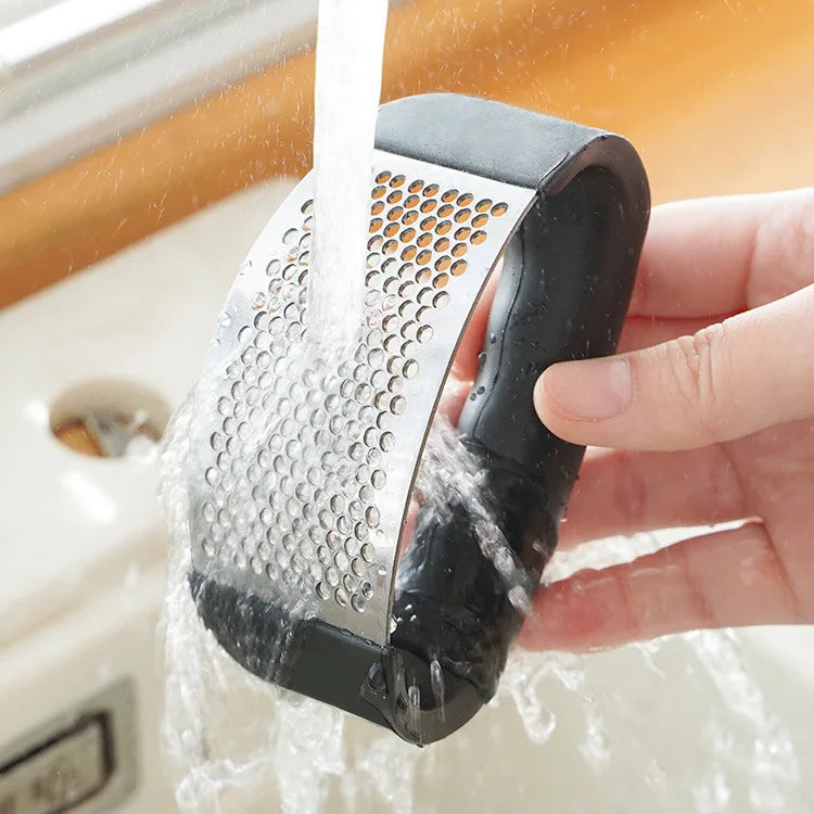 Triturador Manual de Alho em Aço Inox – Espremedor e Picador para Alho, Legumes e Frutas