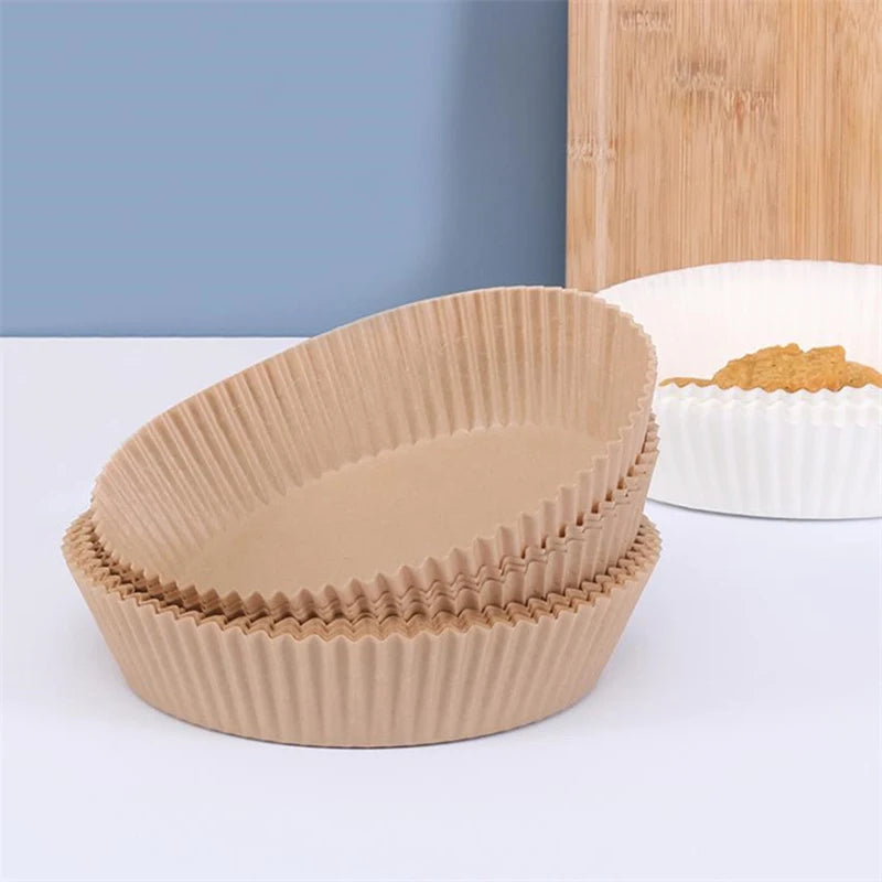 Papel Descartável Antaderente para Airfryer – 50/100 Peças Redondas | Ideal para Fritadeira Elétrica e Assados