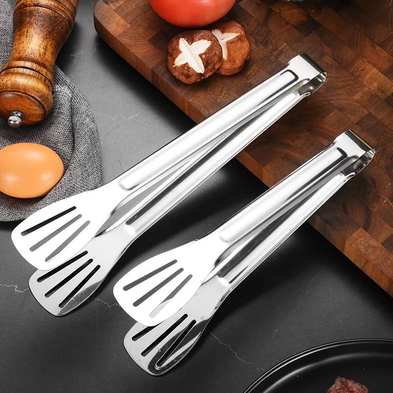 Pinça para alimentos e churrasco em aço inoxidável – Utensílio de cozinha longo para carne, salada, bife e servir alimentos