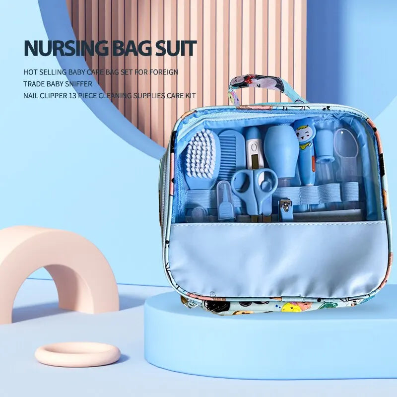 Kit de Cuidados para Bebês 12 Peças – Tesoura, Cortador de Unhas, Escova, Termômetro e Higiene Infantil