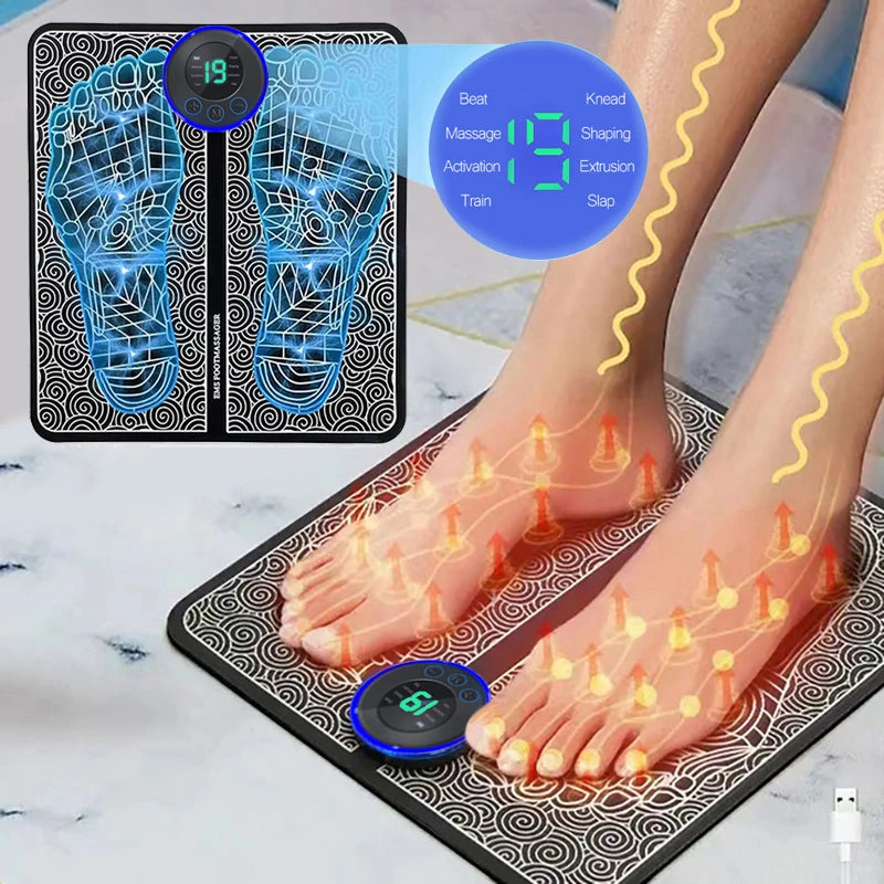 Massageador Elétrico de Pés – Almofada Estimuladora Muscular para Relaxamento e Fitness, Ideal para Casa, Esporte e Bem-Estar Familiar