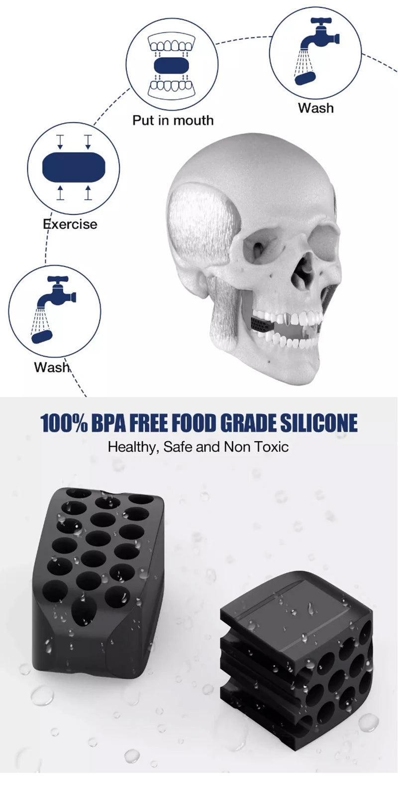 Exercitador Facial de Silicone – Defina o Maxilar, Tonifique o Pescoço e Reduza a Papada