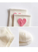 5 Pares de Meias Infantis – Macias, Respirável e Antirrugas, Com Estampa de Coração para Crianças