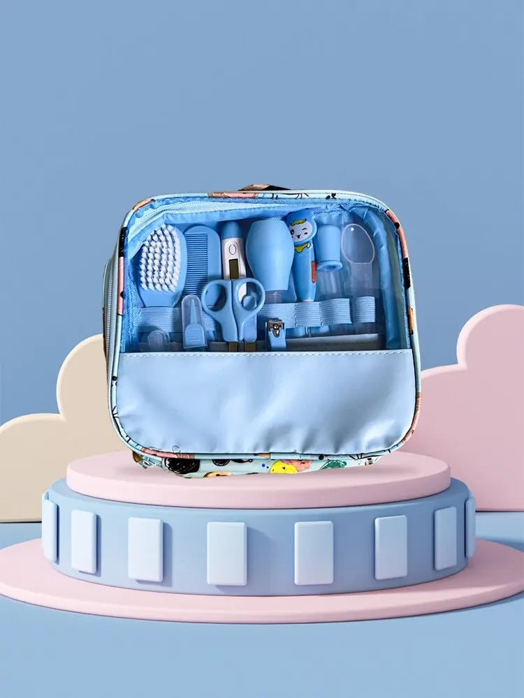 Kit de Cuidados para Bebês 12 Peças – Tesoura, Cortador de Unhas, Escova, Termômetro e Higiene Infantil