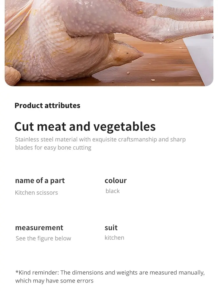 Tesoura Multifuncional de Aço Inox – Corte de Frango, Peixe, Nozes e Abridor de Garrafas para Cozinha