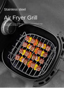 Conjunto para churrasco ao ar livre – espetos de aço inoxidável, grelha quadrada e fritadeira a ar quente com suporte para churrasco