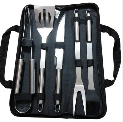 Conjunto de utensílios para churrasco em aço inoxidável – Conjunto portátil para churrasco ao ar livre com bolsa de armazenamento para grelhar e assar