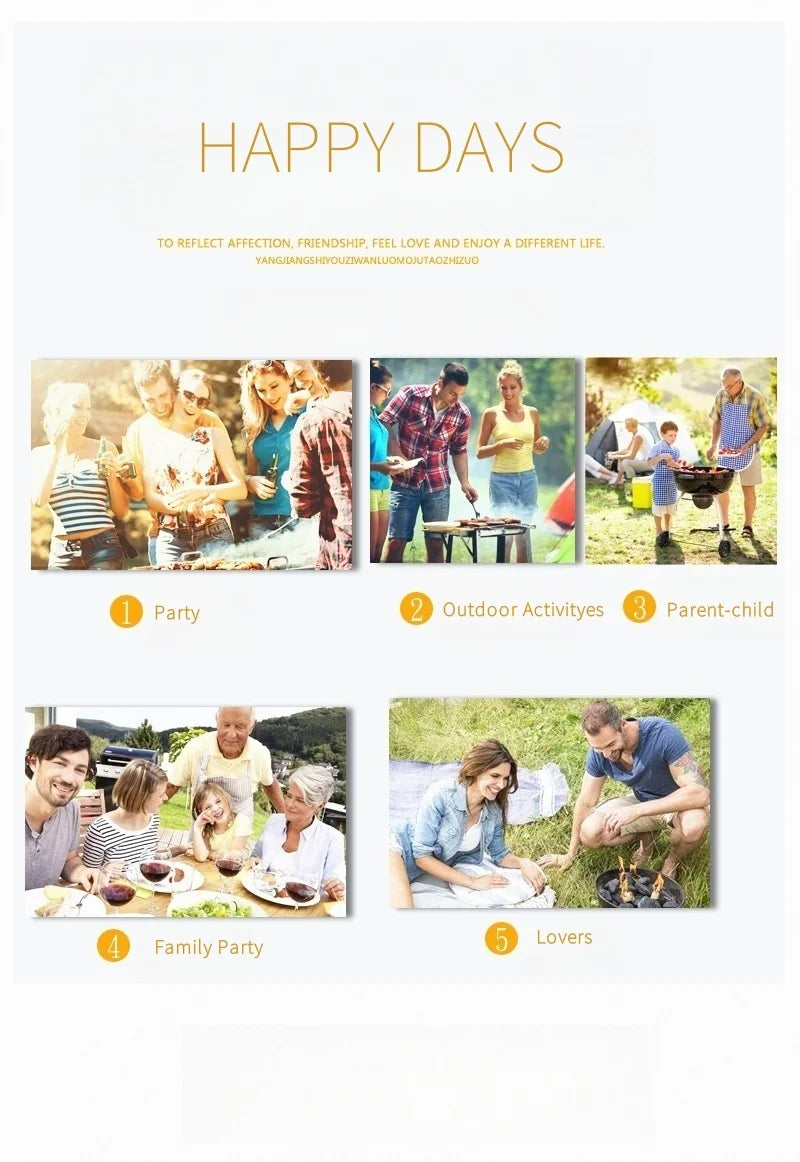 Conjunto de ferramentas combinadas para churrasqueira em aço inoxidável Churrasqueira ao ar livre Conjunto para churrasqueira Bolsa de tecido portátil para armazenamento Conjunto de ferramentas para assar