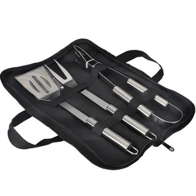 Conjunto de utensílios para churrasco em aço inoxidável – Conjunto portátil para churrasco ao ar livre com bolsa de armazenamento para grelhar e assar